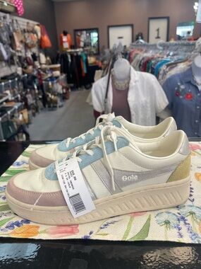 Gola Cream Sneakers with Pastel Blue, Pink & Yellow Accents